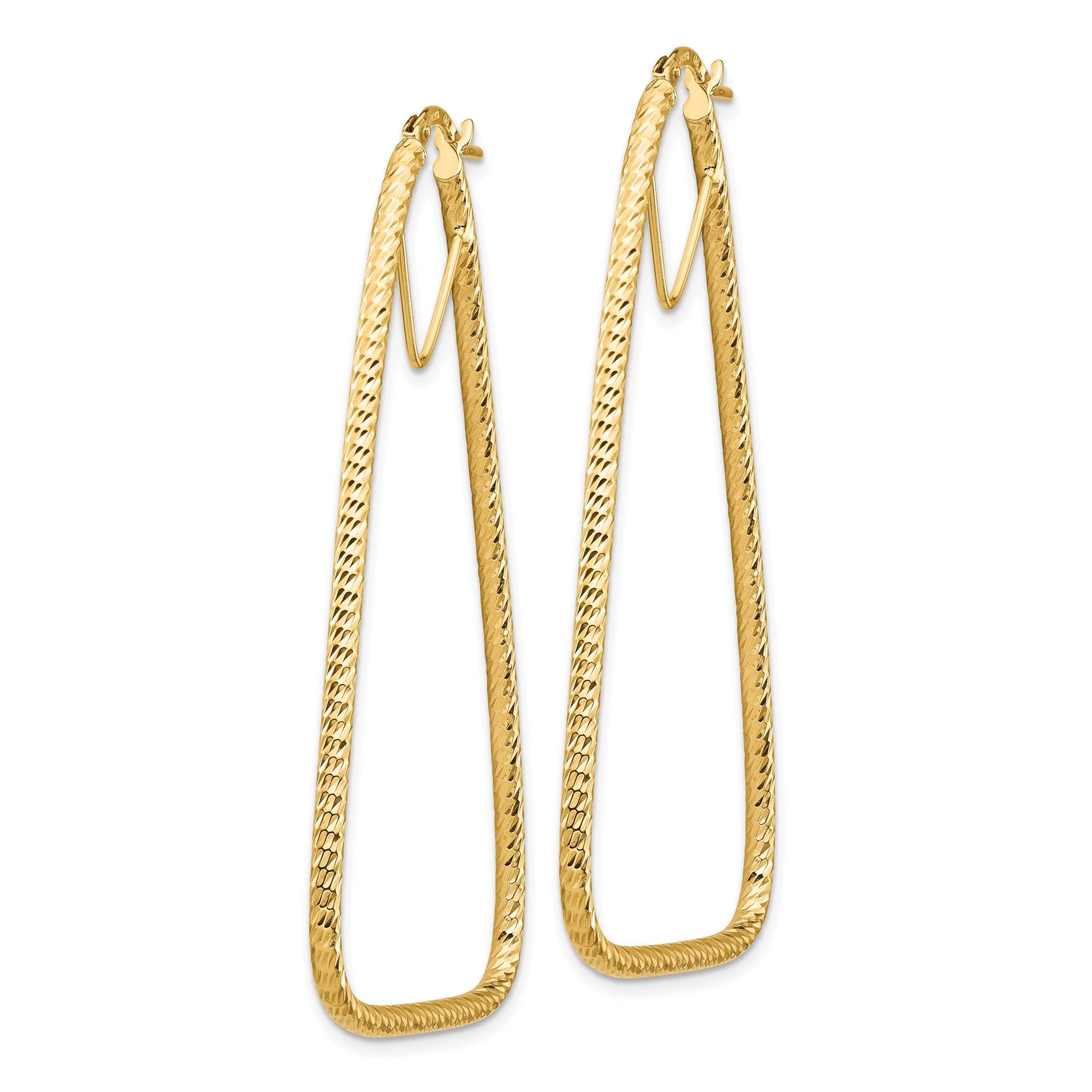 14k Polished & Diamond-cut Double Triangle Hoop Earrings Secondary image