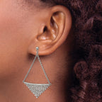 Stainless Steel Polished Crystal Drop Dangle Earrings for Women