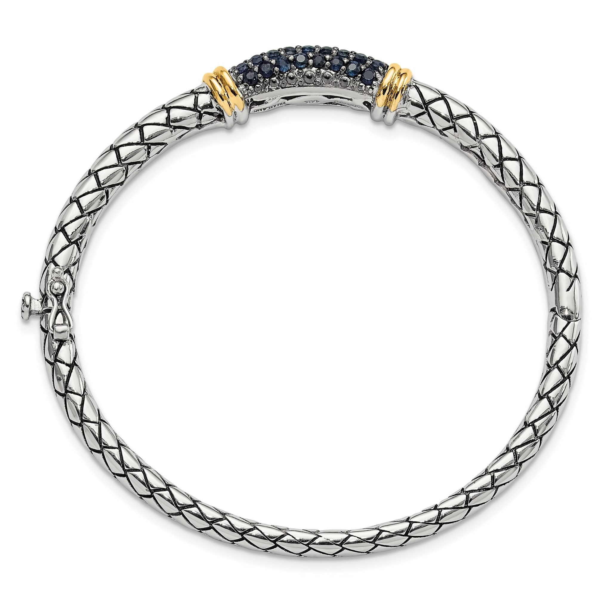 Shey Couture Sterling Silver Rhodium-plated with 14k Accent Sapphire Bangle Bracelet Secondary image