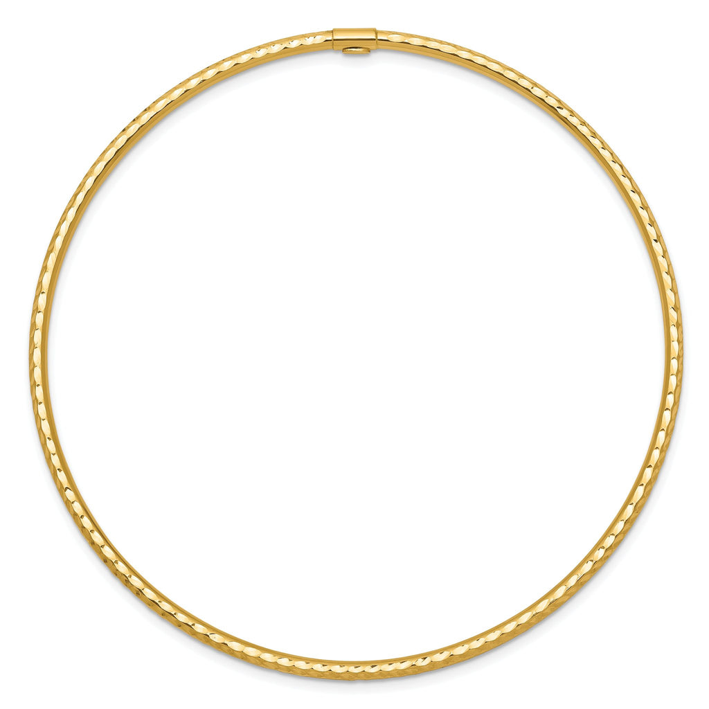 14K Gold Diamond-Cut Slip-On Bangle  Elegant Women's Bracelet
