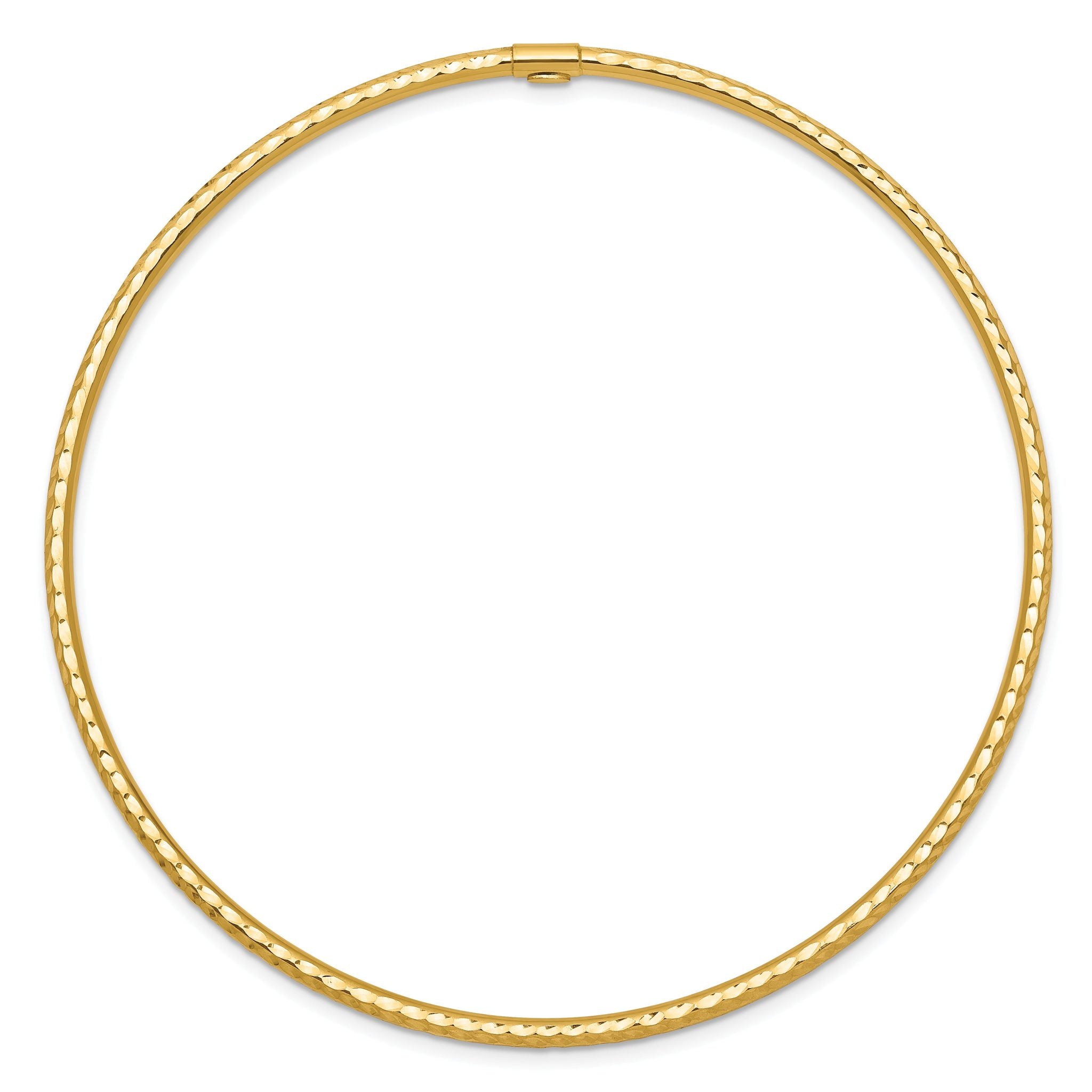 14K Gold Diamond-Cut Slip-On Bangle  Elegant Women's Bracelet