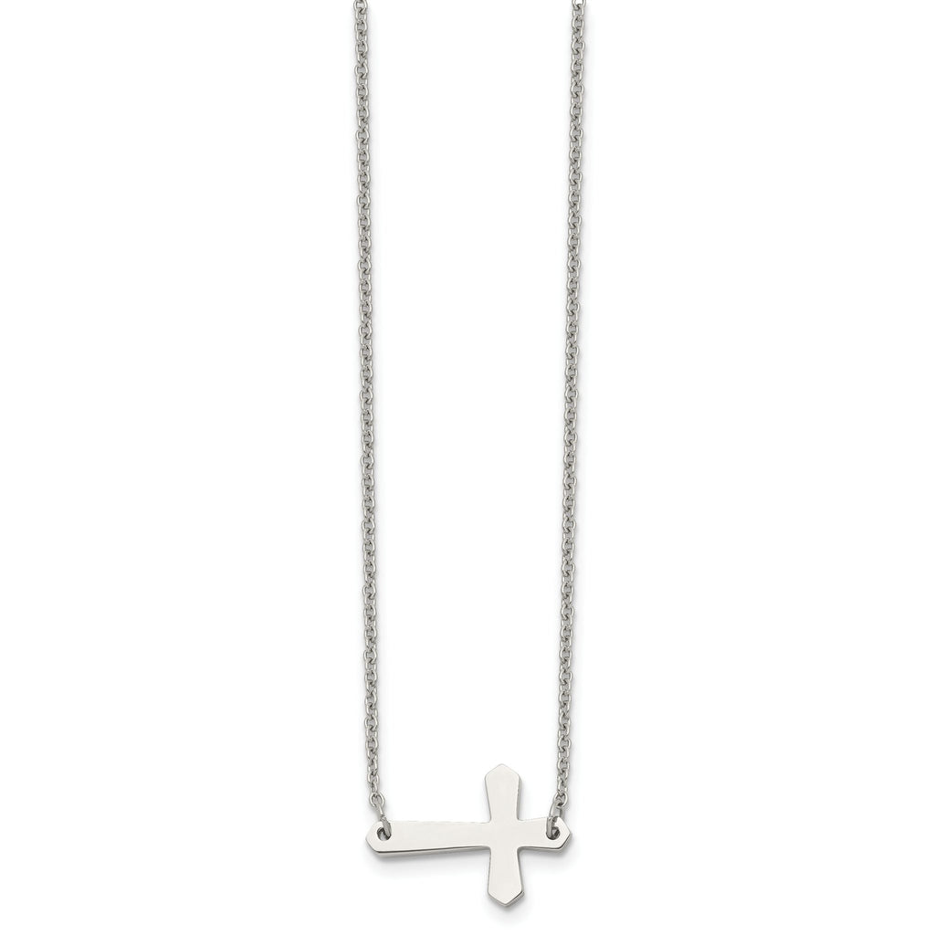 Sideways Cross Necklace in Stainless Steel