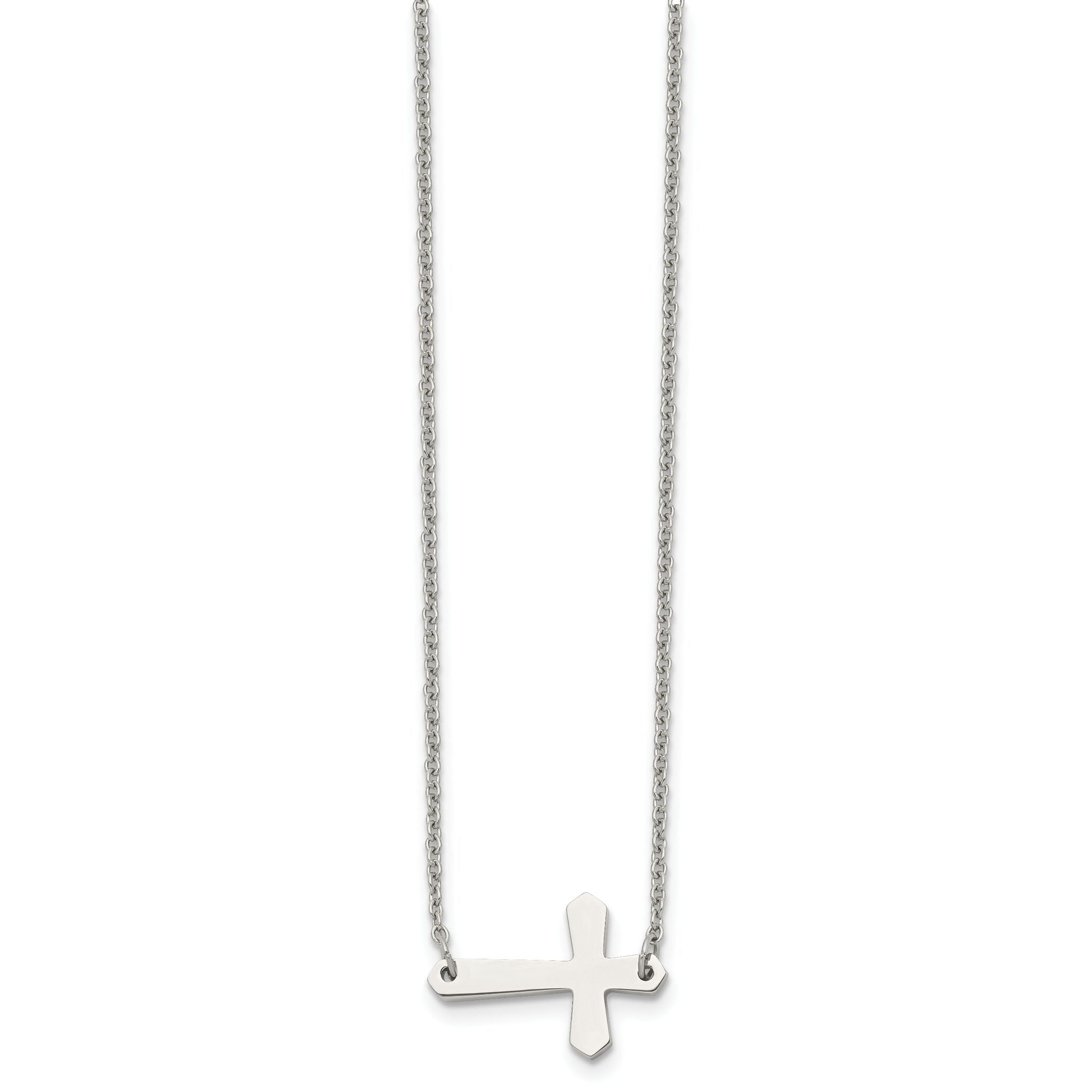 Sideways Cross Necklace in Stainless Steel