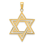 14K Gold Star of David Charm with Polished Solid Flat-Back Design
