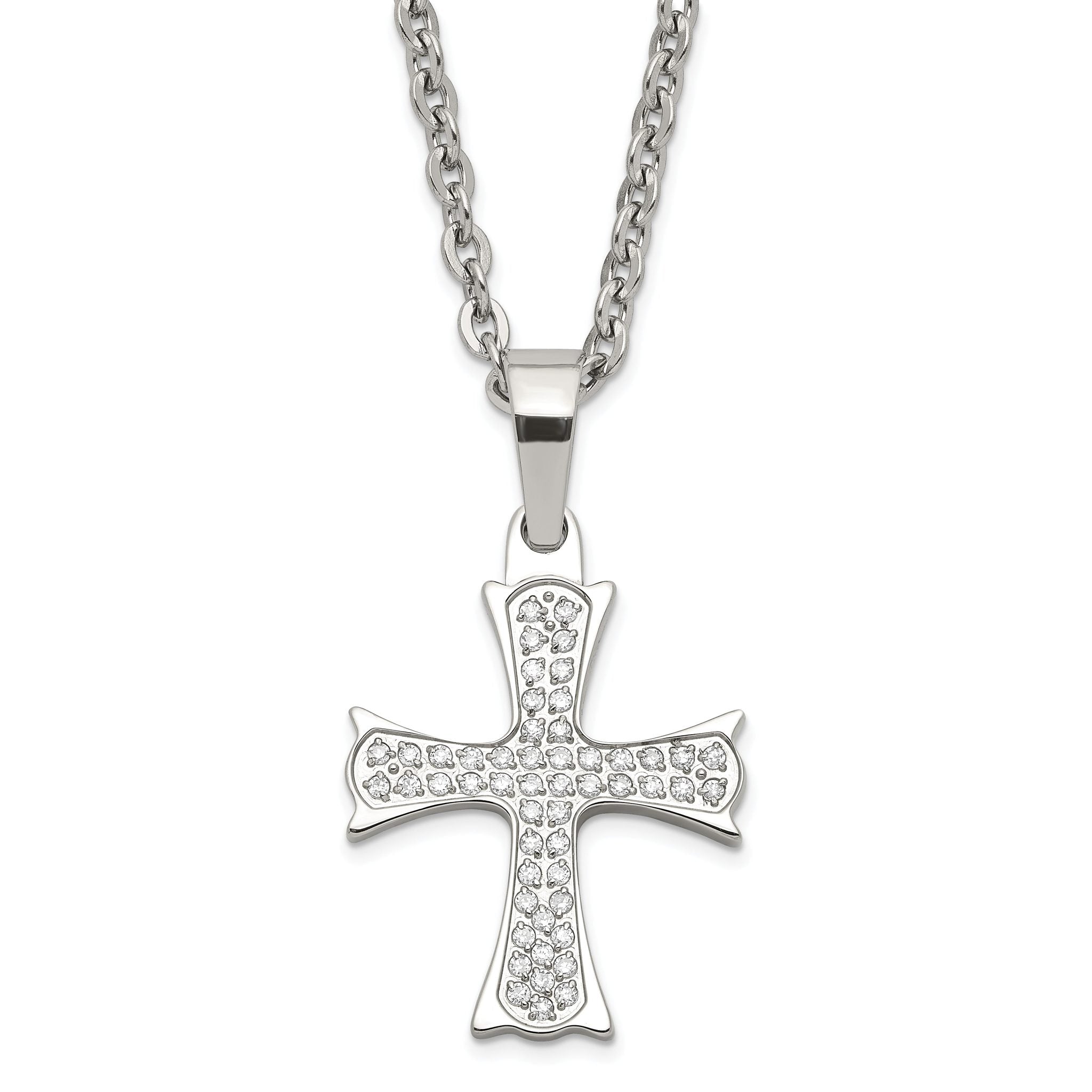 CZ Cross Necklace in Stainless Steel Main image