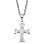 CZ Cross Necklace in Stainless Steel