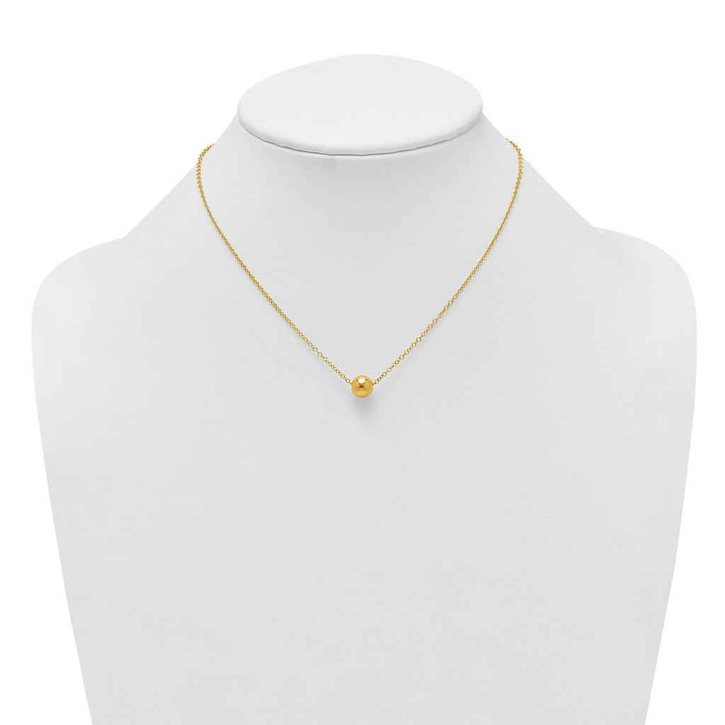 14k Polished 7.5mm Round Bead 16 inch Necklace Plus 2 inch Extender