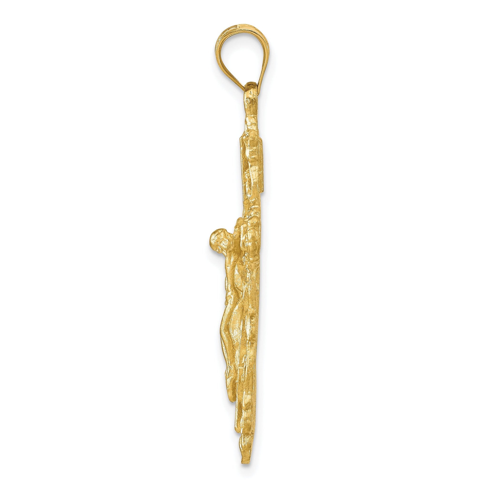 14K Gold Crucifix Charm Pendant Solid Casted Yellow Design Secondary image