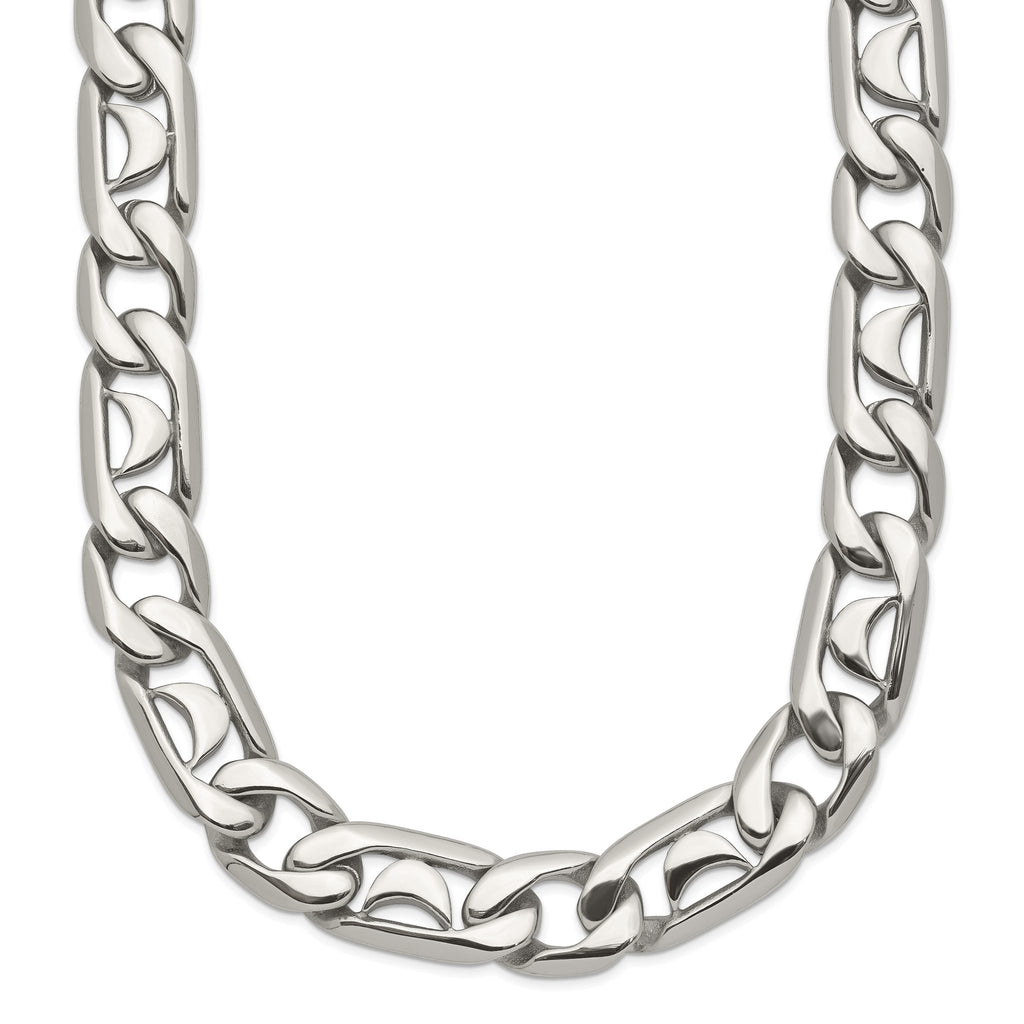 Chisel Stainless Steel Men's Polished Fancy Link Necklace Gift Ready 24 Inch