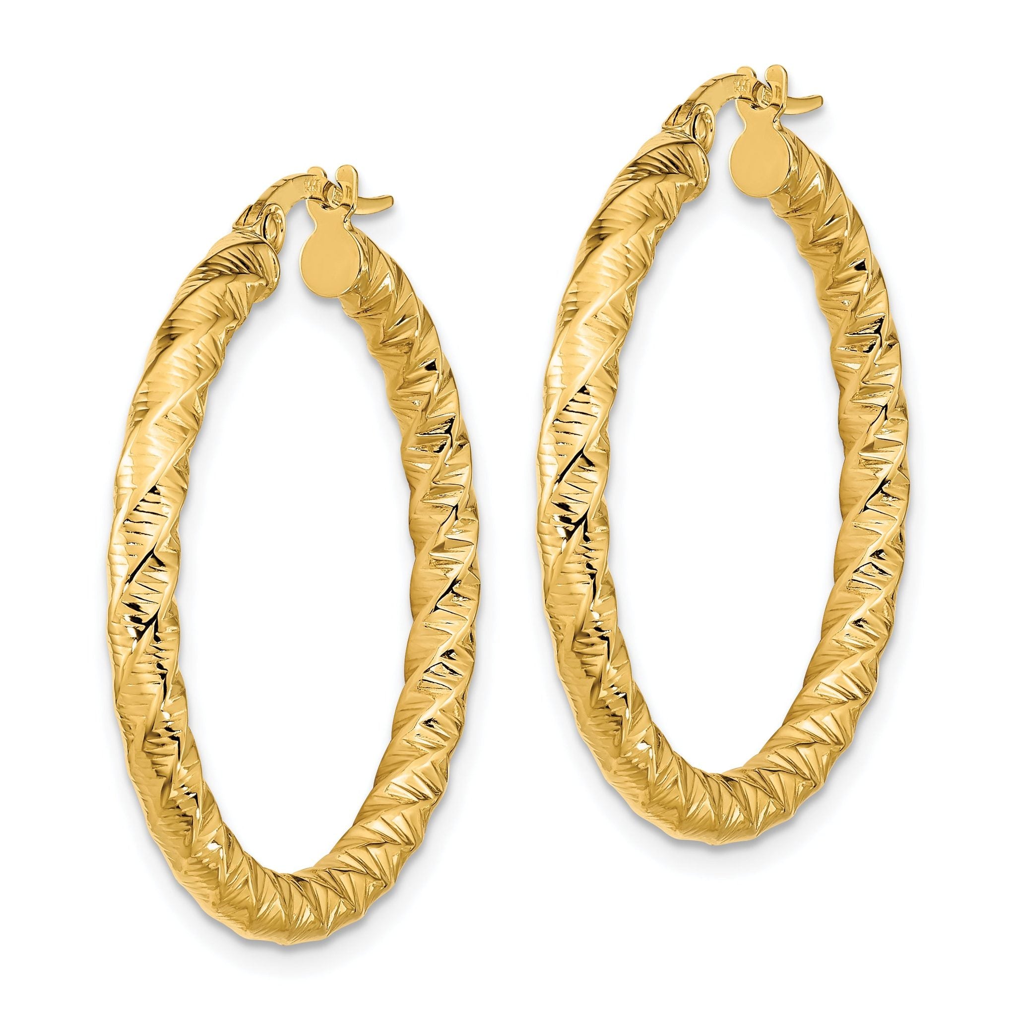 14k Gold Polished 3mm Twisted Hoop Earrings Secondary image