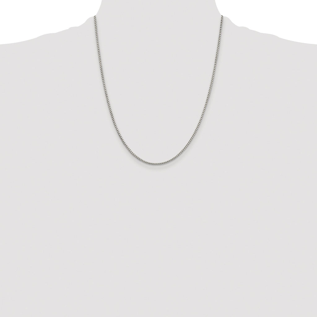 Round Box Chain Necklace in Sterling Silver, 1.75mm