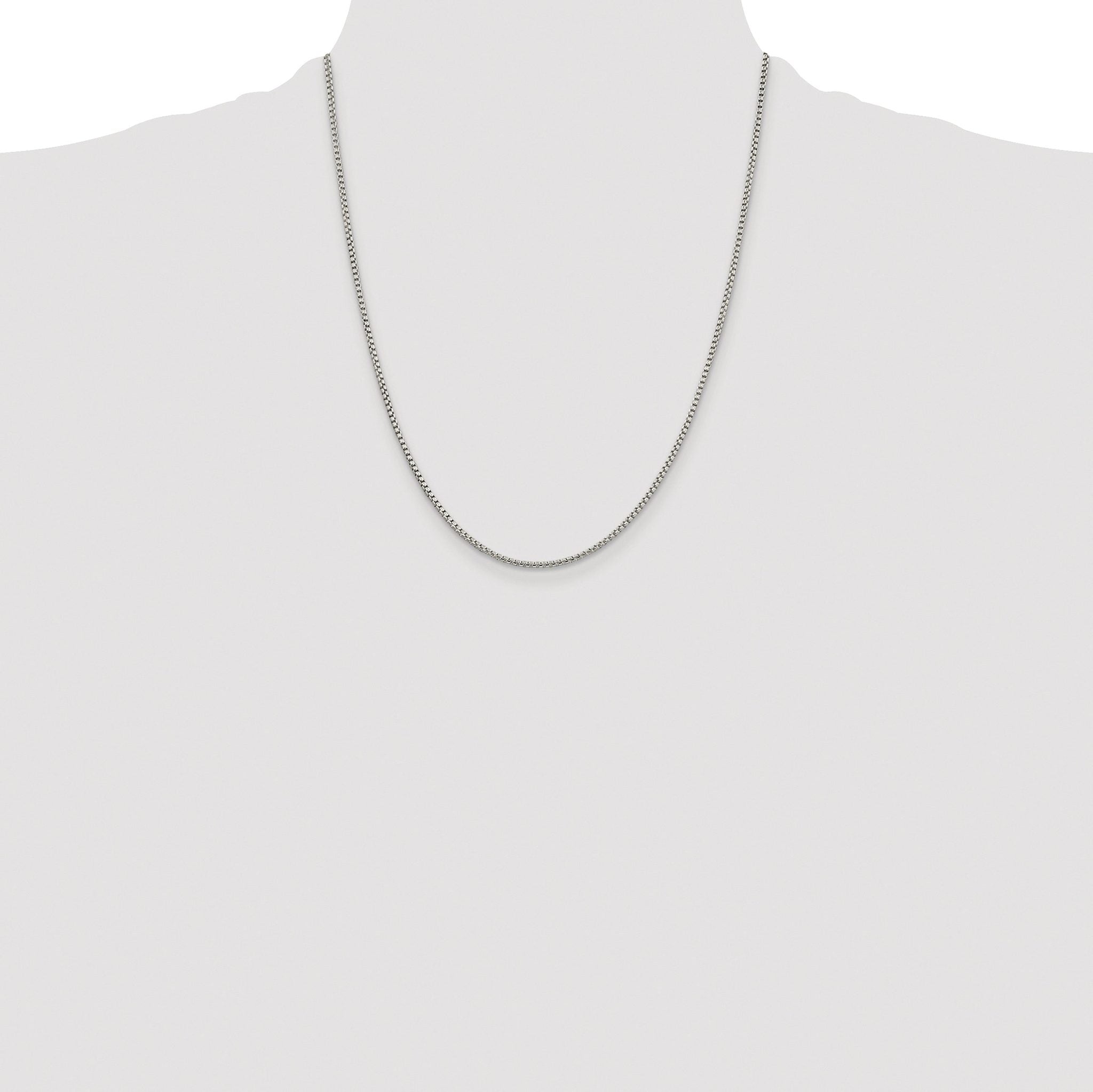 Round Box Chain Necklace in Sterling Silver, 1.75mm