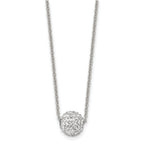 Stainless Steel Polished White Enamel w/Crystals 16in w/2in ext Necklace