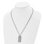 Chisel Stainless Steel Brushed with Black Rubber Inlay Rectangle Dog Tag on a 22 inch Curb Chain Necklace