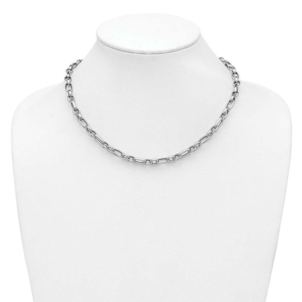 14K White Gold Polished Fancy Link Necklace