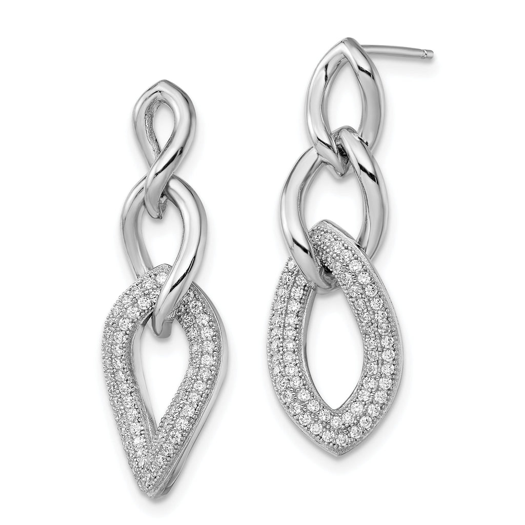 Sophia Jewelers Sterling Silver CZ Dangle Earrings with Rhodium Finish