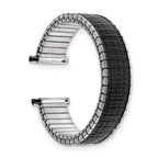 Romunda Mens 16-20mm Black and Silver-tone Stainless Steel 6.5 inch Expansion Watch Band