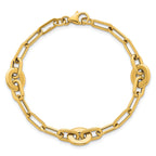 14K Polished Flat Oval and Paperclip Link 7.25 Inch Bracelet