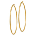 14k Satin and Diamond-cut 2mm Round Tube Hoop Earrings