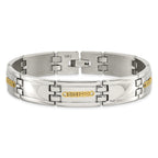 Stainless Steel with 14k Gold Accent Polished Link Bracelet for Men