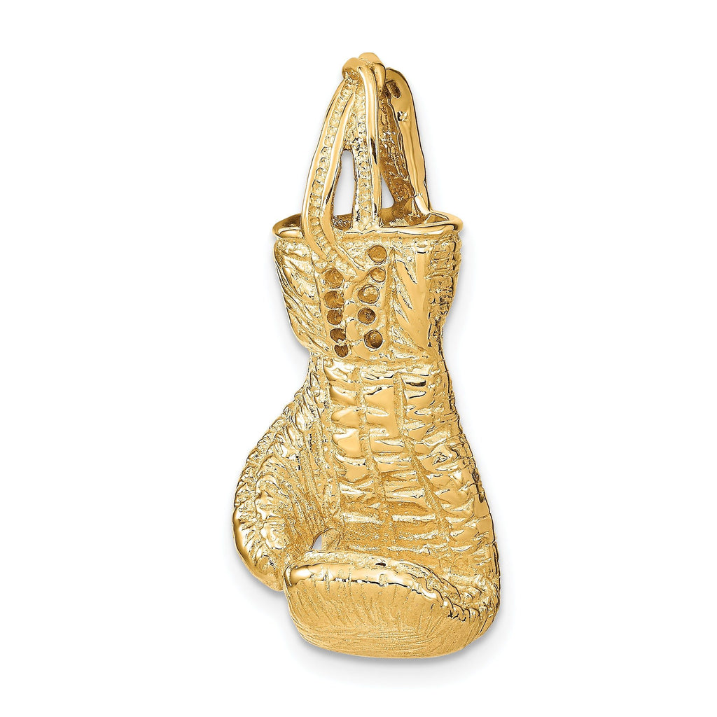 14K Gold Polished Hollow 3D Boxing Glove Pendant for Men