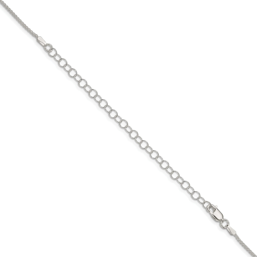 Sterling Silver 1.25mm Round Spiga Chain With 2 Inch Extension