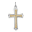 Sterling Silver Two-Tone Cross Pendant with Polished Rhodium & Gold Finish