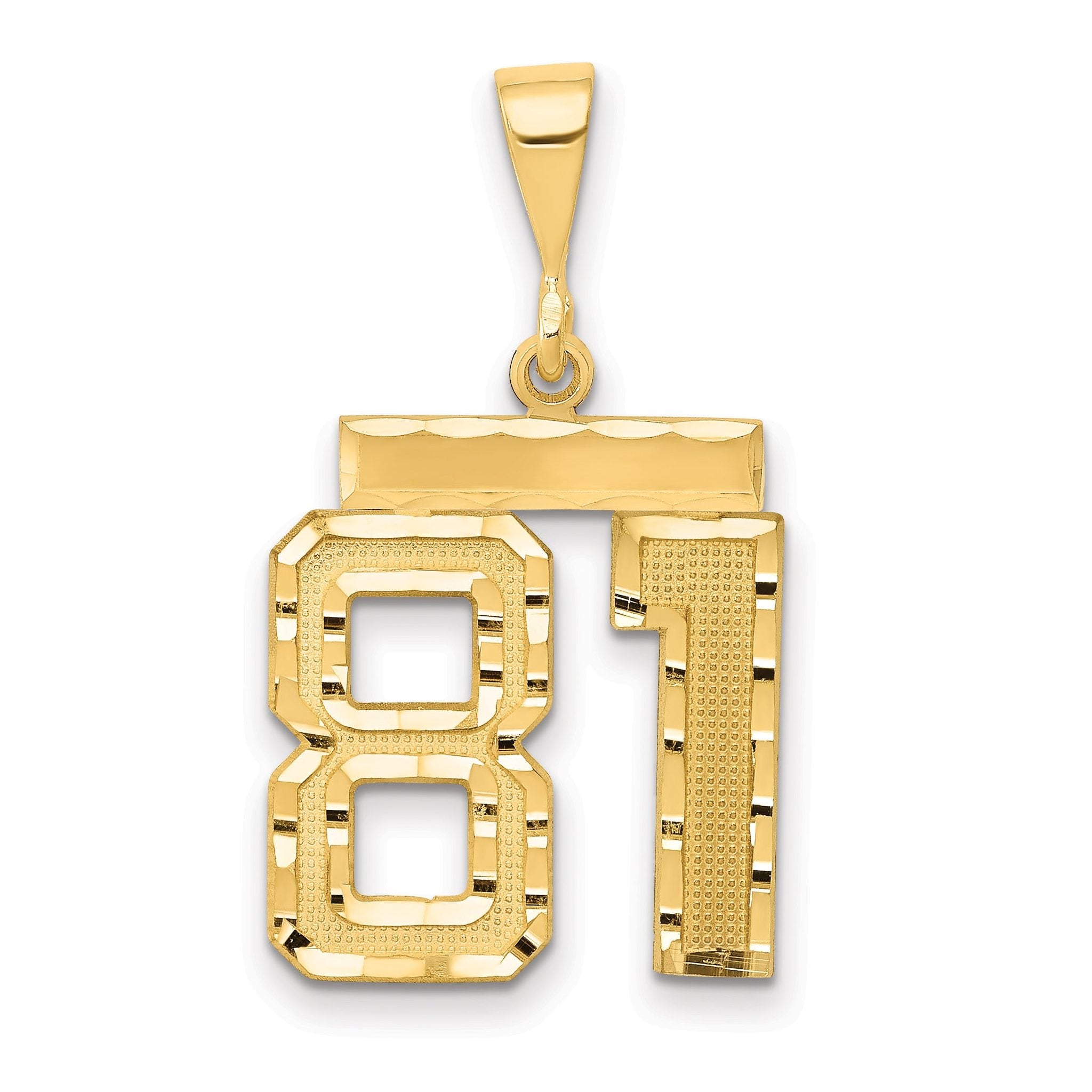 14K Gold Diamond-Cut Number 81 Charm with Polished Finish  Medium Size