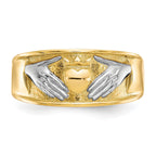 10k & Rhodium Men's Claddagh Ring