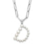 Sterling Silver Rhodium-Rhodium-Plated 3-5.5mm White Button Freshwater Cultured Pearl LETTER D 18 inch Necklace