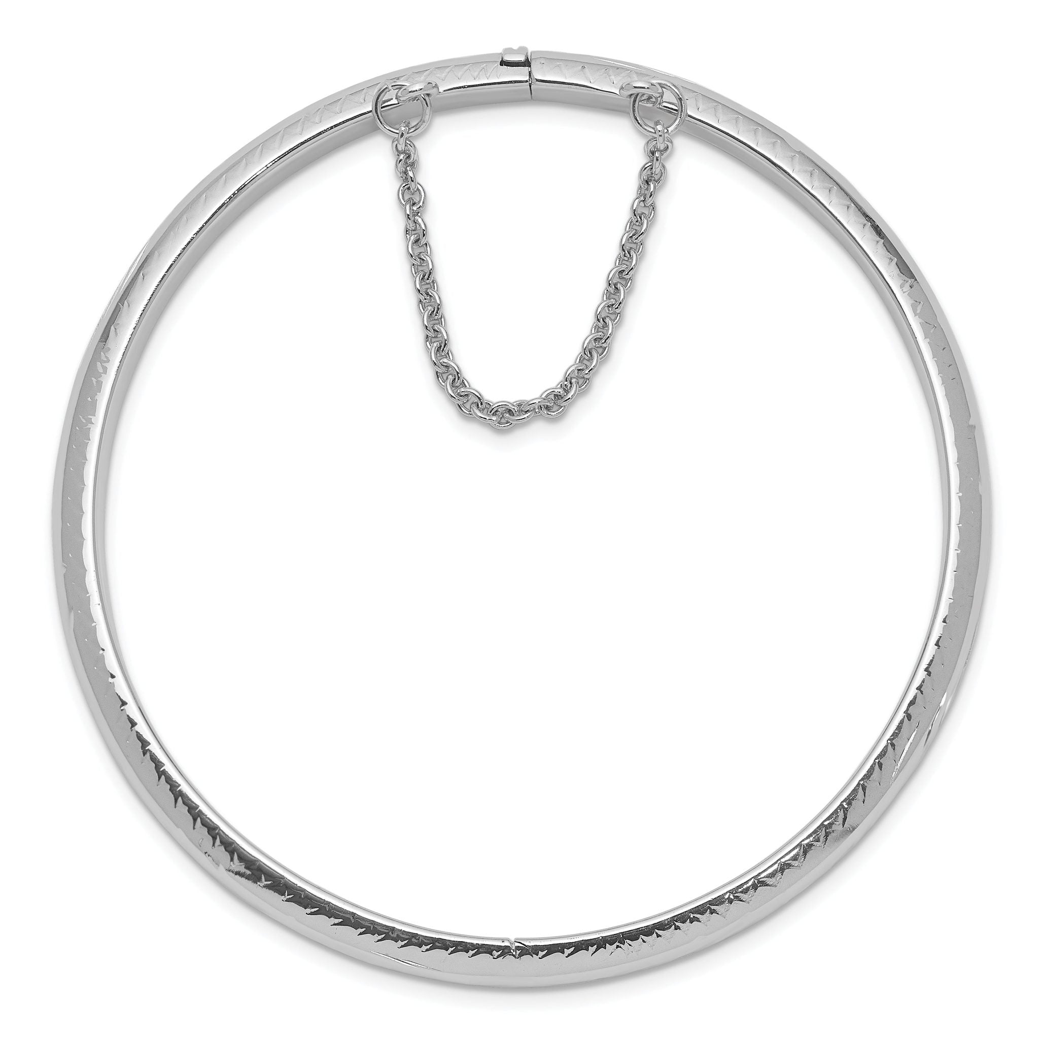 Sterling Silver Rhodium-plated 5mm D/C Hinged Bangle Bracelet Secondary image
