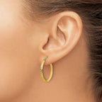 14K Polished Diamond-Cut Hoop Earrings