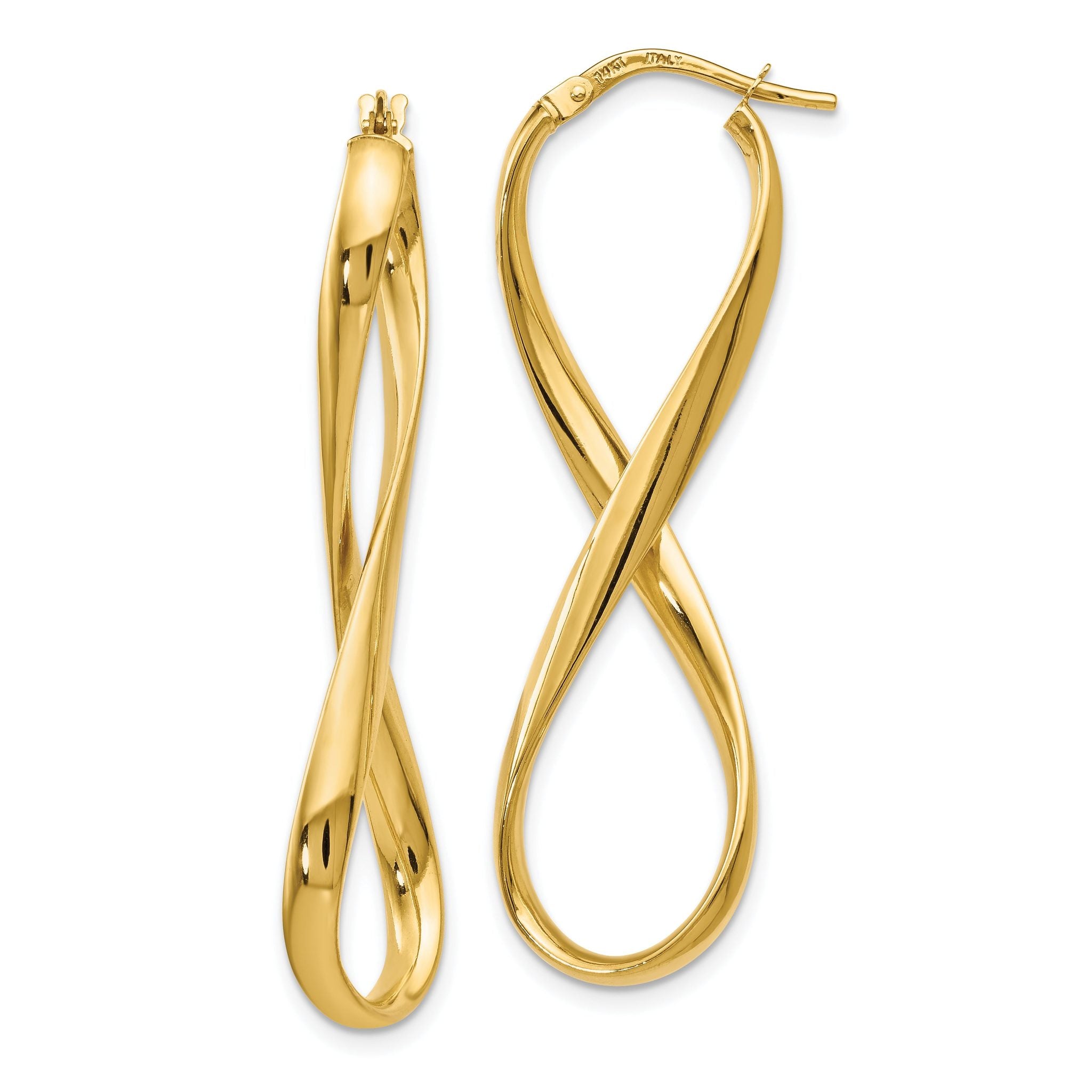 14K Polished Infinity Hoop Earrings Main image
