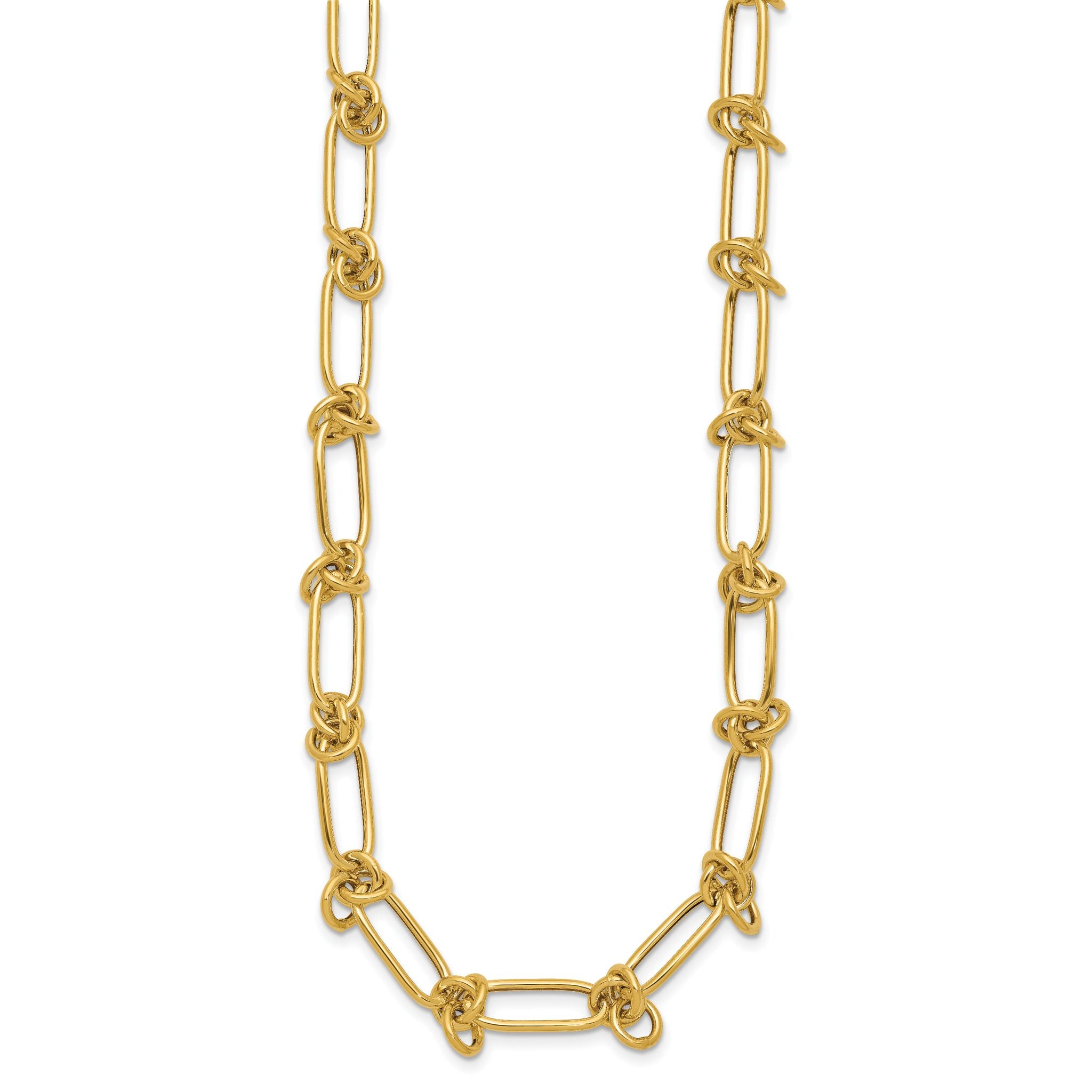 14K Polished Love Knot Fancy Paperclip Link Necklace Secondary image
