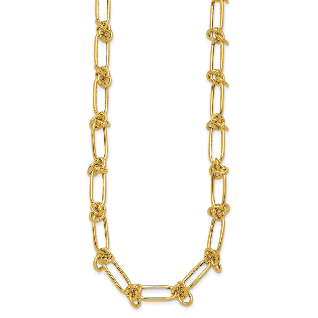 14K Polished Love Knot Fancy Paperclip Link Necklace