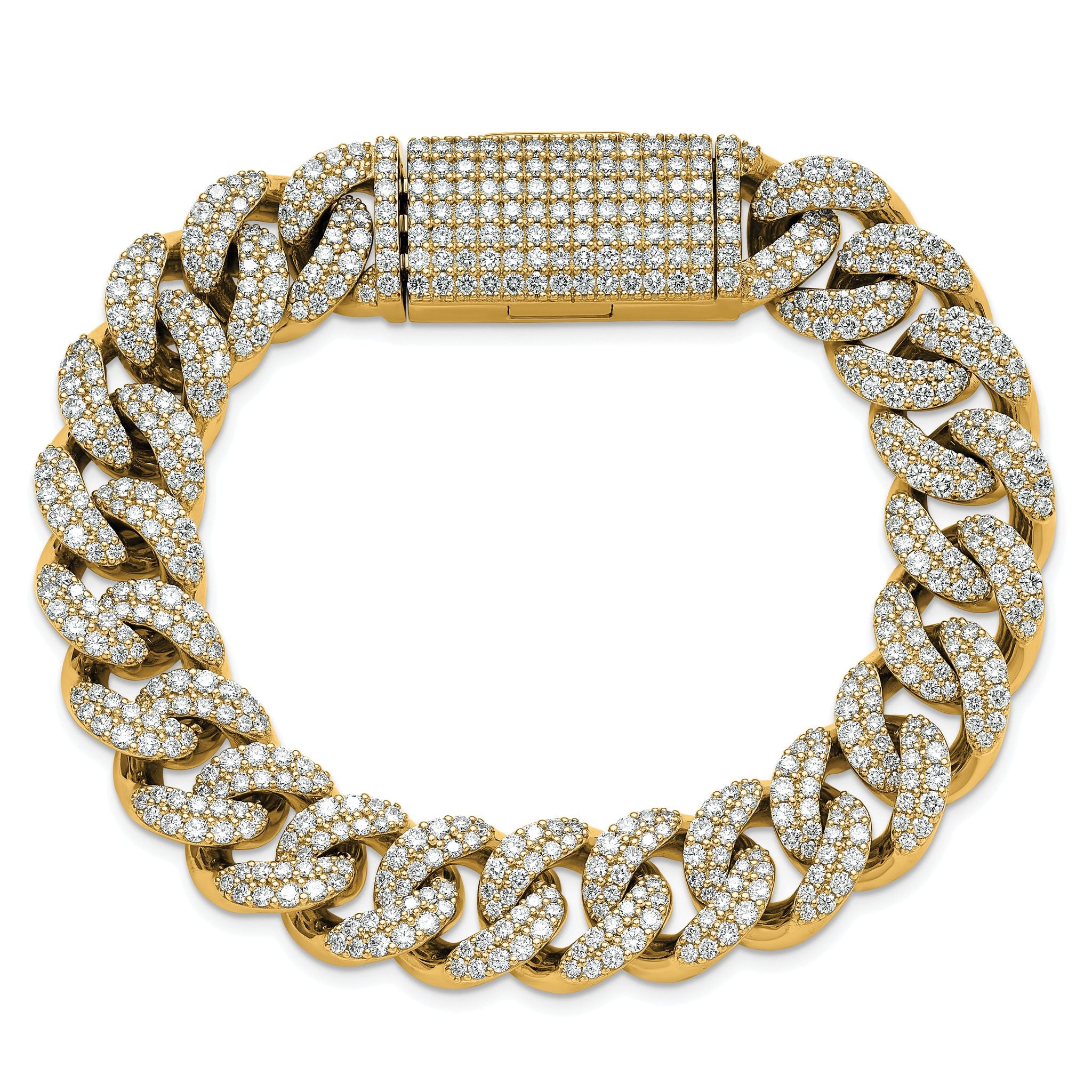 10 Karat 11 3/8 carat Lab Grown Diamond VS+ F+ Complete 4mm Pav‚ Cuban Link 8 Bracelet