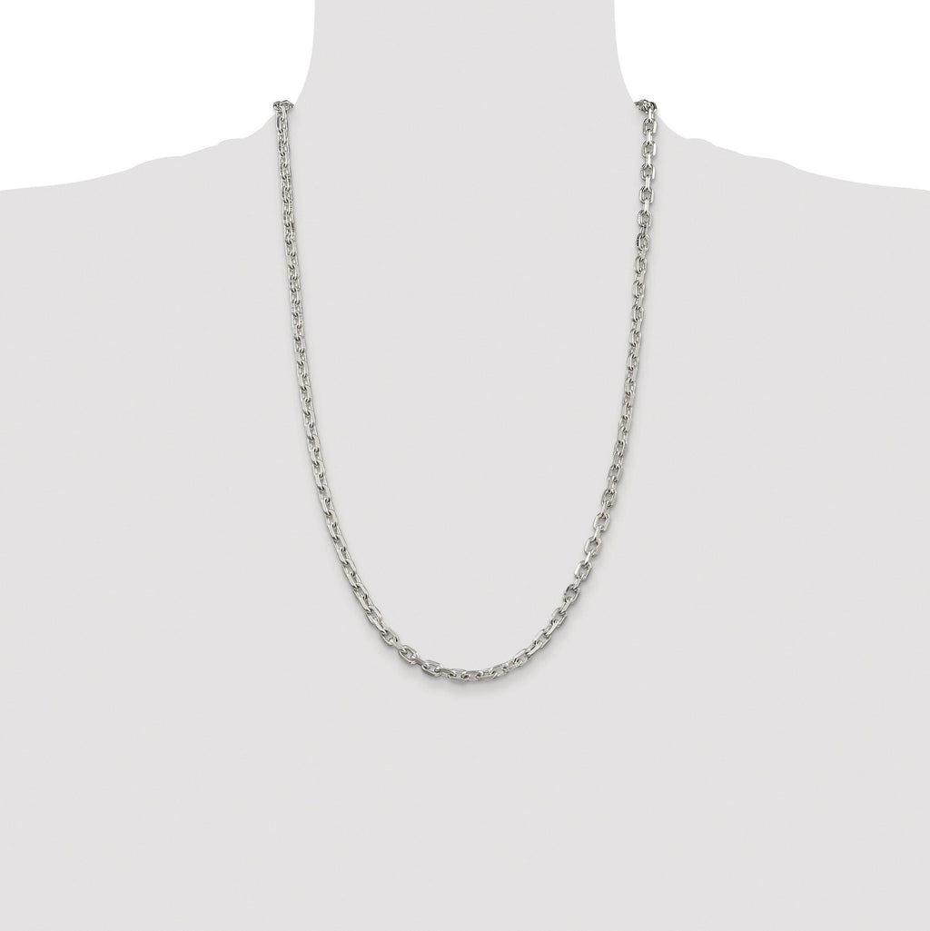 Beveled Oval Cable Chain Necklace in Sterling Silver