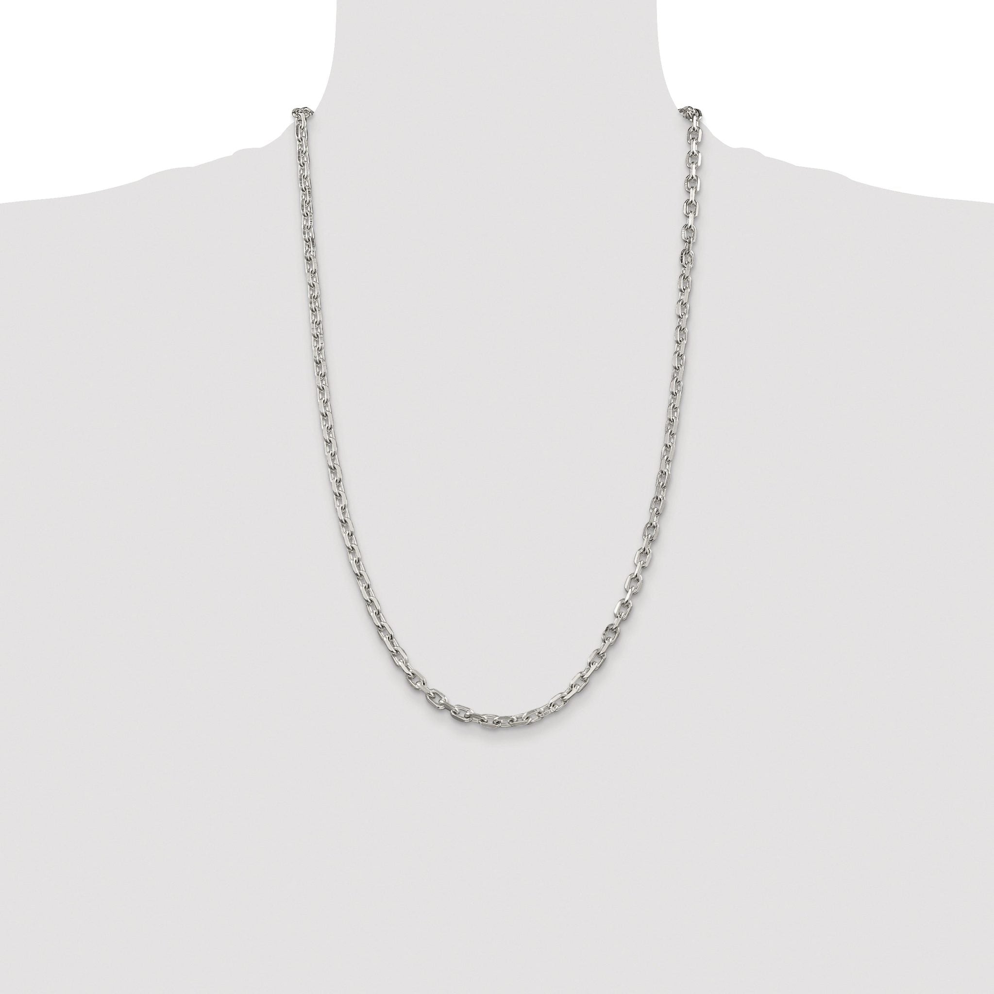 Beveled Oval Cable Chain Necklace in Sterling Silver