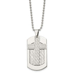 Chisel Stainless Steel Polished and Textured 2 Piece Cross Dog Tag on a 24 inch Ball Chain Necklace