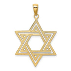 14K Gold Star of David Charm with Polished Solid Flat-Back Design