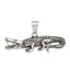 Men's 925 Sterling Silver Antiqued Crocodile Pendant with Textured Finish
