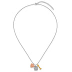 Sterling Silver Rose and Yellow Gold-plated Polished CZ Pawprint Heart and Bone 16 Inch with 2 Inch Extension Necklace