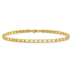 14k Polished Double-Sided Hearts Double Link 10 inch Anklet
