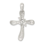 Polished Sterling Silver Dove Cross Pendant with Anti-Tarnish Finish