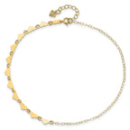 14K Hearts and Oval Links 9 inch Plus 1 inch Extender - Total 10 inch Anklet