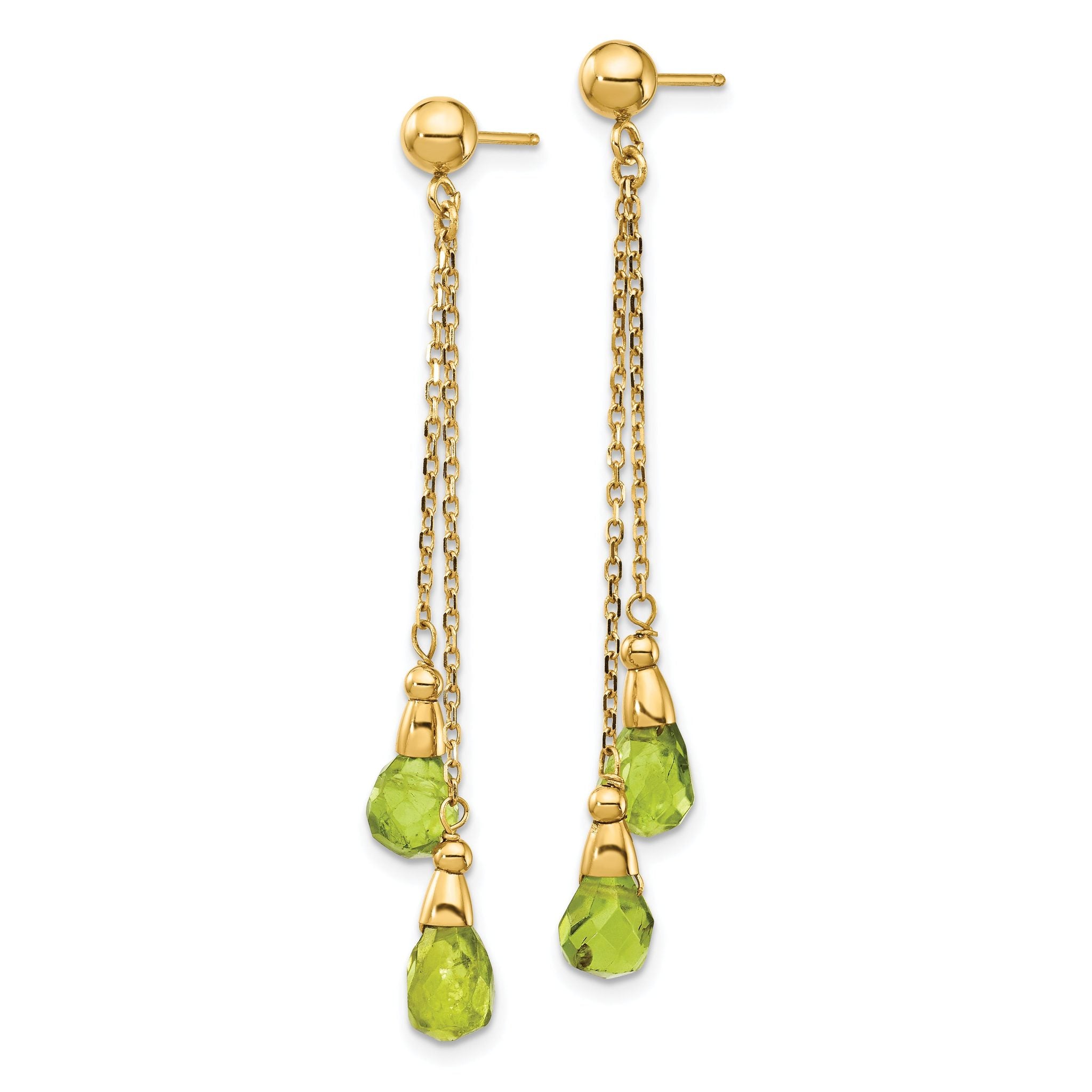14k Peridot Dangle Earrings Secondary image