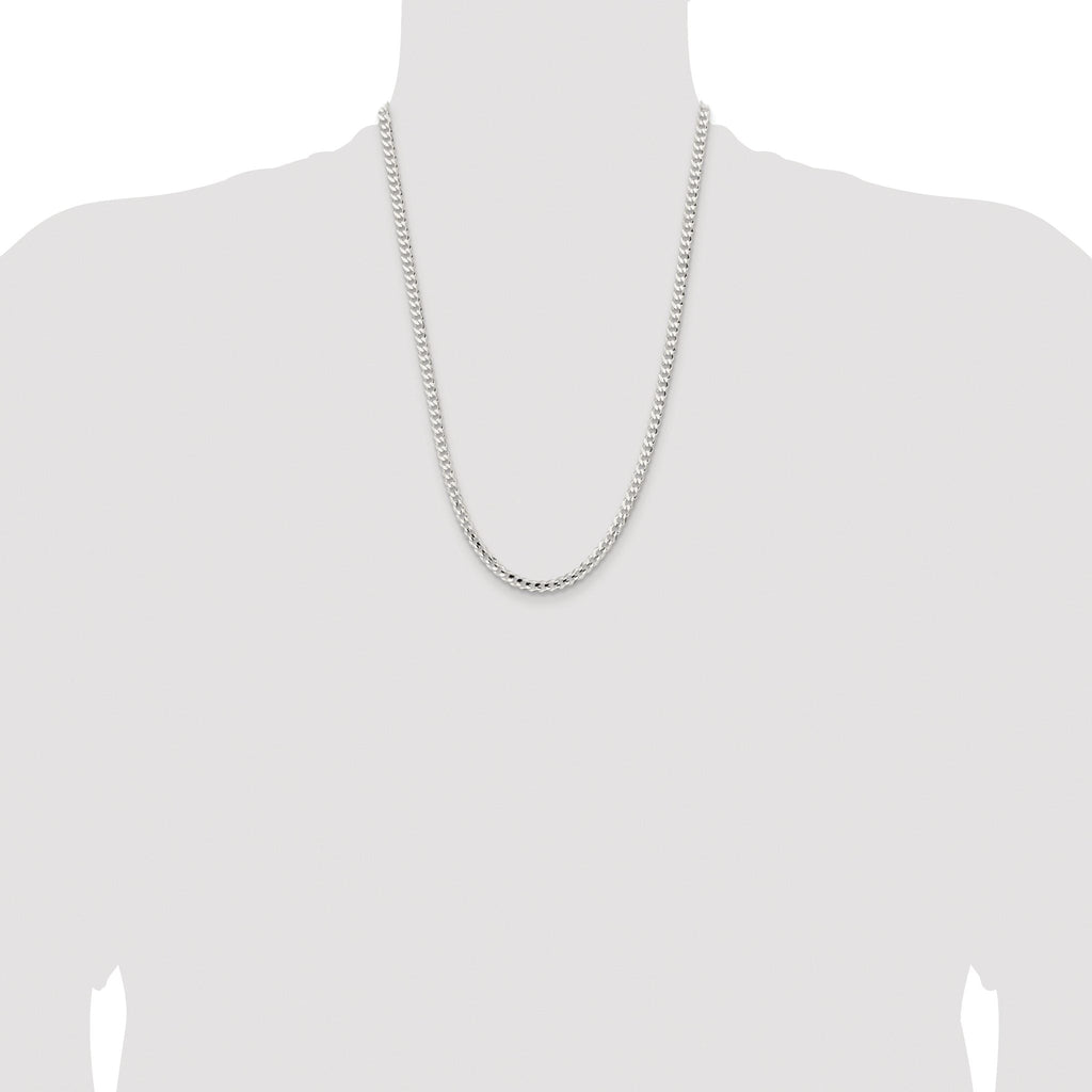 Concave Beveled Curb Chain in Sterling Silver, 4.5mm