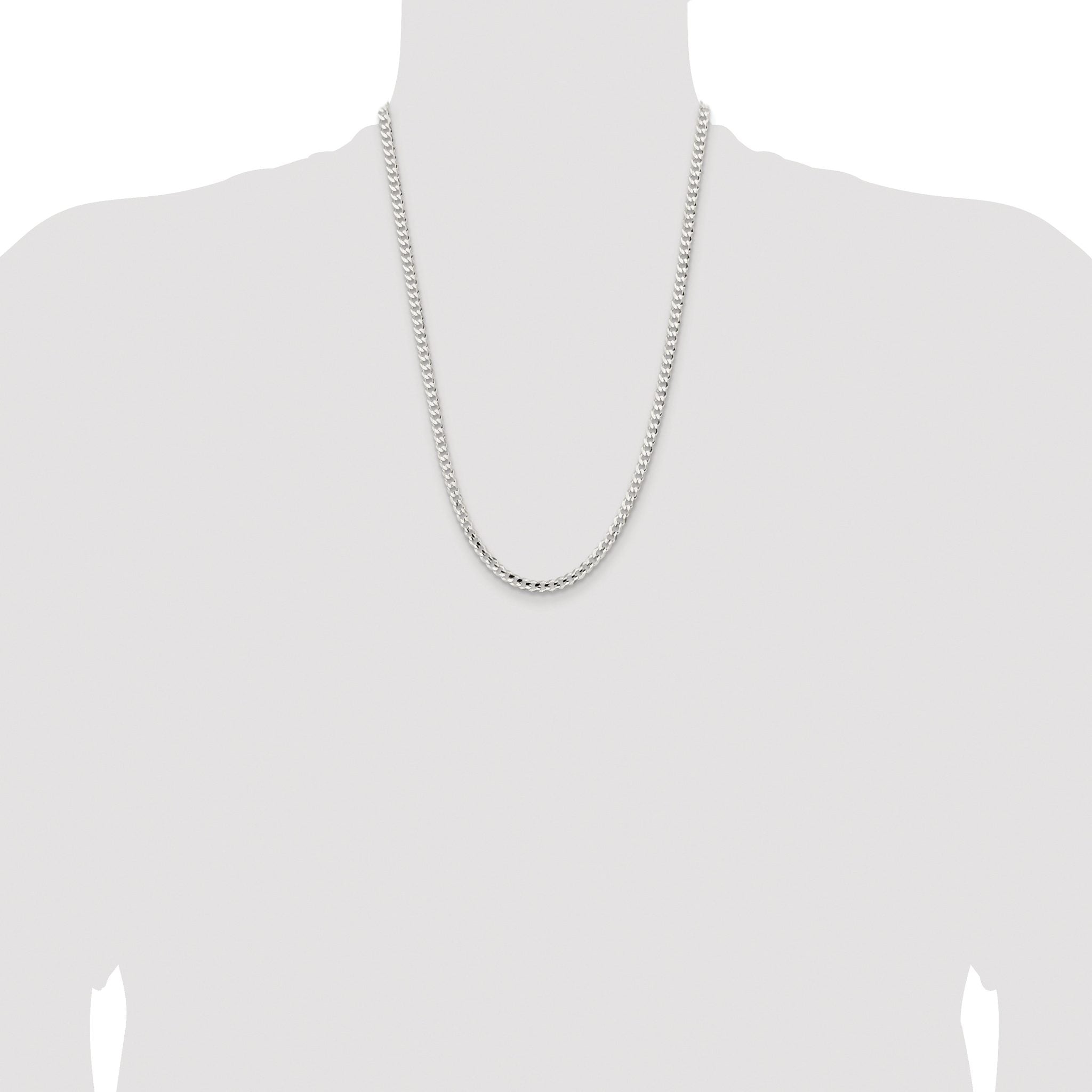 Concave Beveled Curb Chain in Sterling Silver, 4.5mm