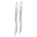 Sterling Silver Rhodium-plated Polished Five Chains & Bars Dangle Earrings