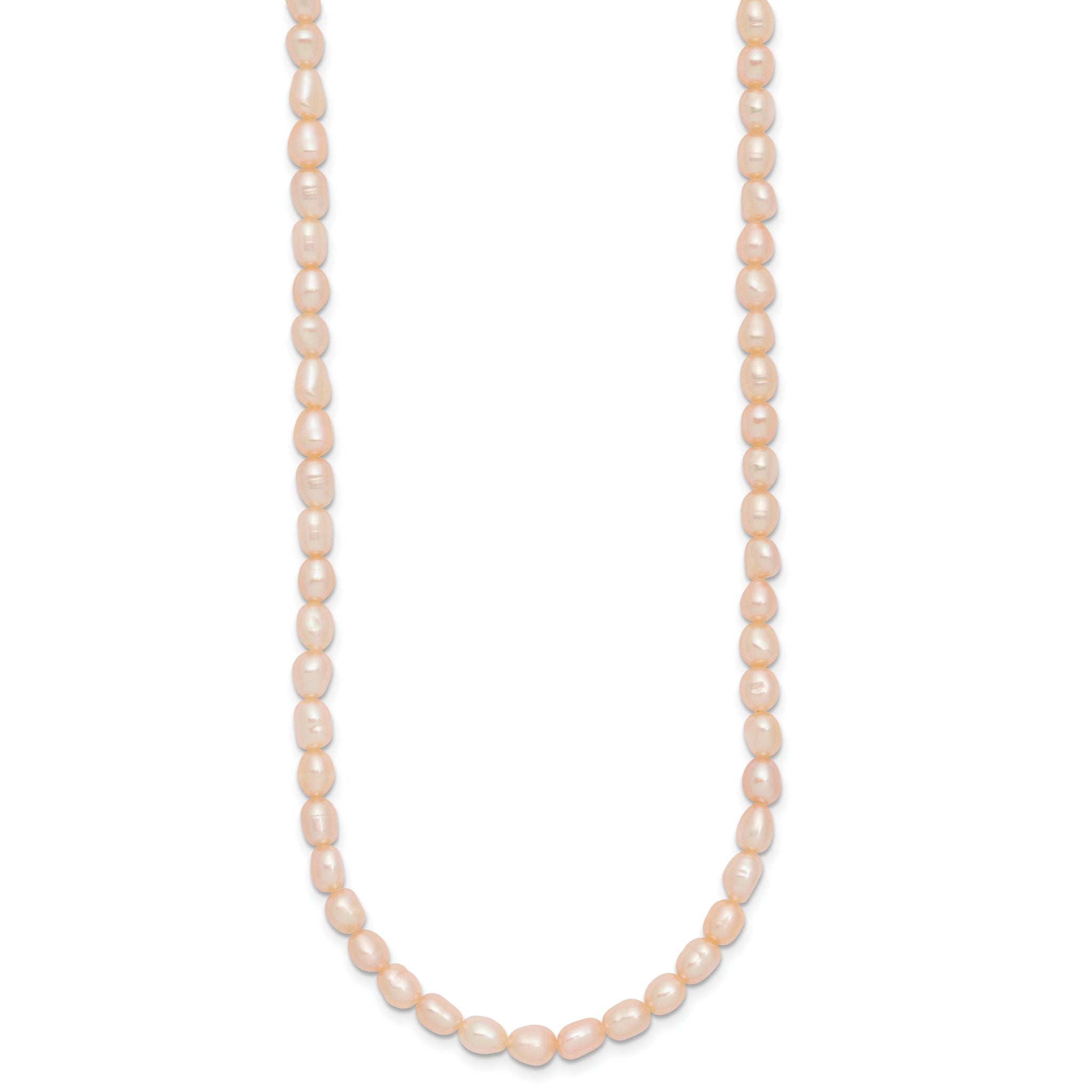 Sterling Silver Rhodium-plate 4-5mm Pink Rice Freshwater Cultured Pearl Children's 13 inch Necklace Secondary image